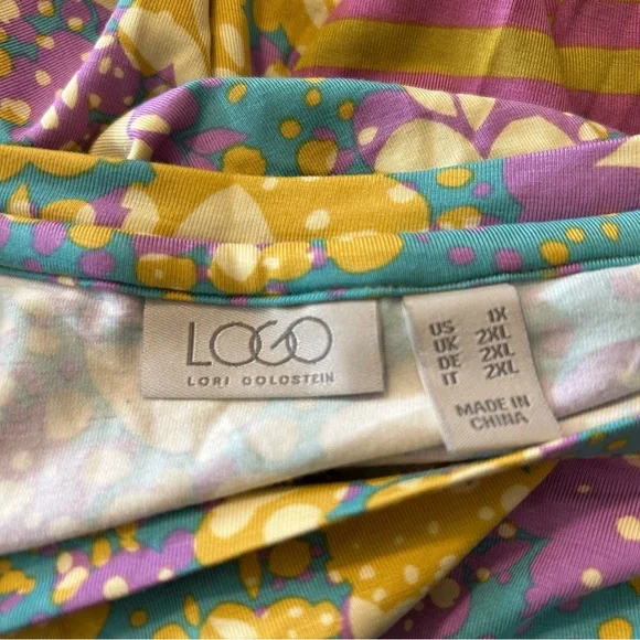 LOGO by Lori Goldstein Multicolor Floral and Striped Blouse - Picture 5 of 7